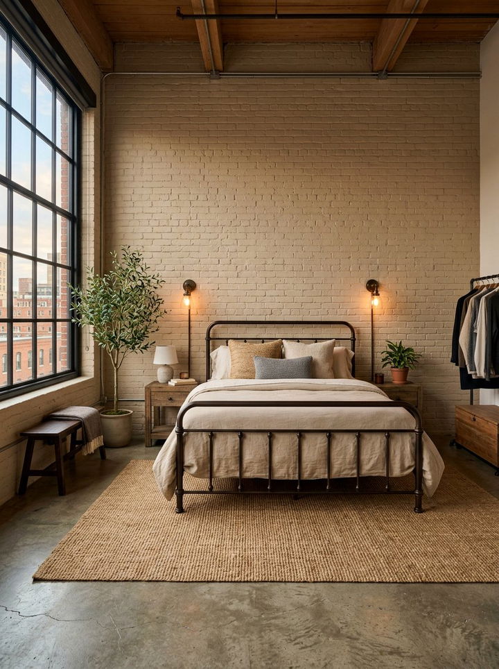 Industrial Sand Bedroom - 30 sand colored bedroom ideas