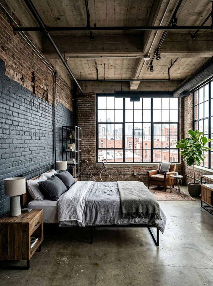 Industrial Slate Gray Loft - 30 slate bedroom ideas