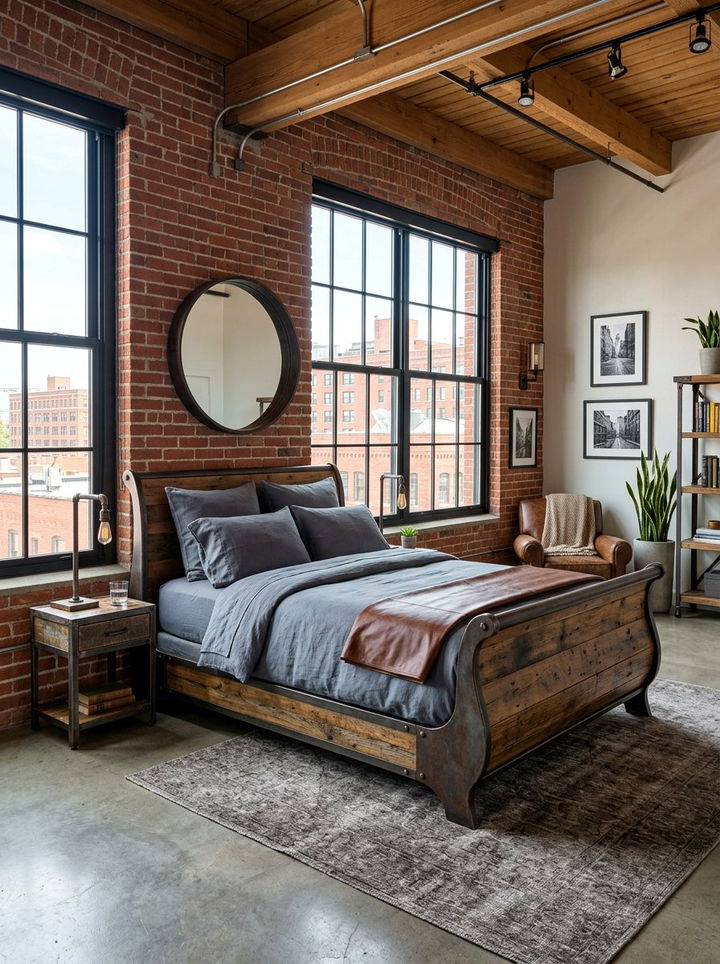 Industrial Sleigh Bed Look - 30 bedroom sleigh beds