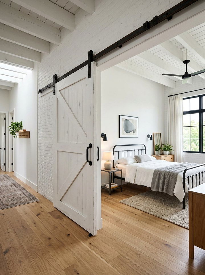 Industrial Sliding Barn Door White Bedroom - 30 industrial white bedroom ideas