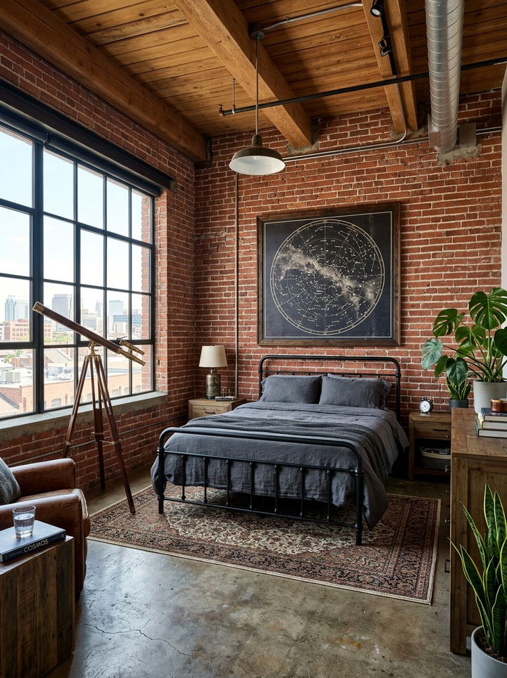 Industrial Space Loft - 30 galaxy bedroom ideas