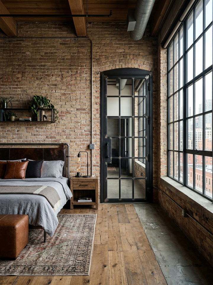 Industrial Steel Glass Door - 30 bedroom door designs