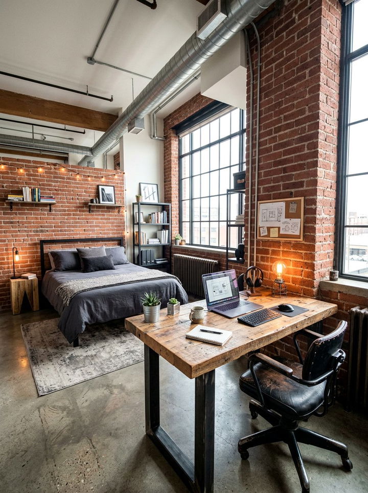 Industrial Style Bedroom Office - 30 bedroom home office ideas