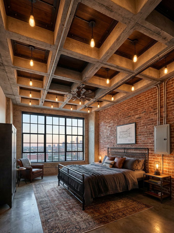Industrial Style Coffered Ceiling Bedroom - 30 bedroom coffered ceiling designs
