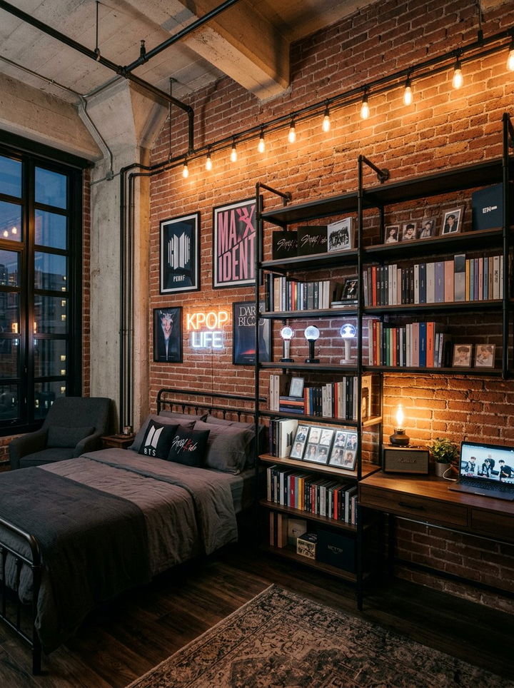 Industrial Style Kpop Room - 30 K-pop bedroom ideas