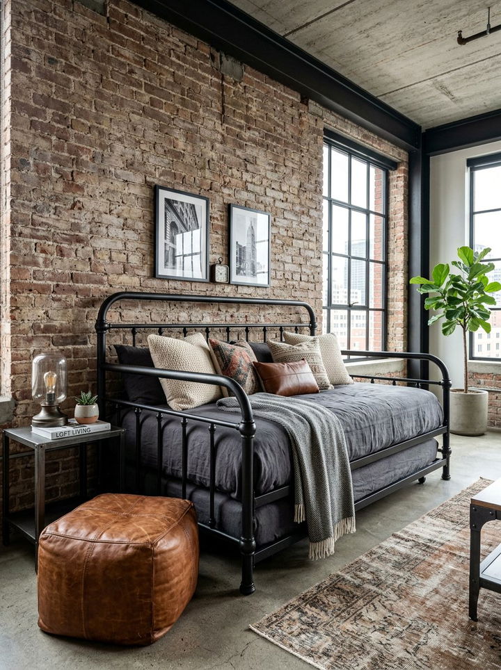 Industrial Style Metal Daybed - 30 bedroom sofa bed ideas