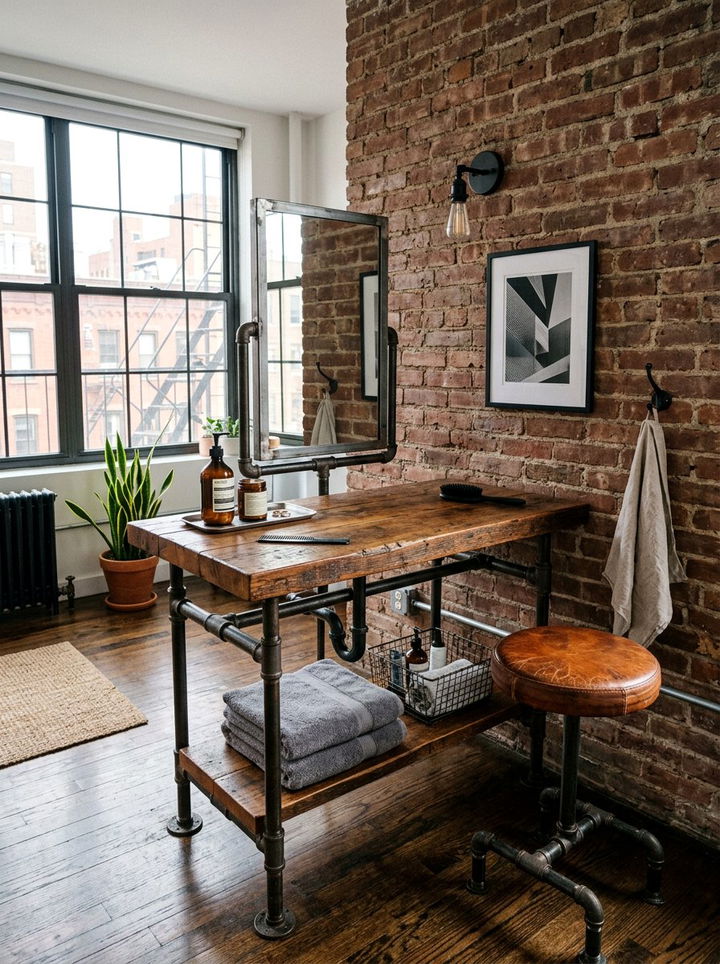 Industrial Style Vanity - 30 bedroom vanity ideas