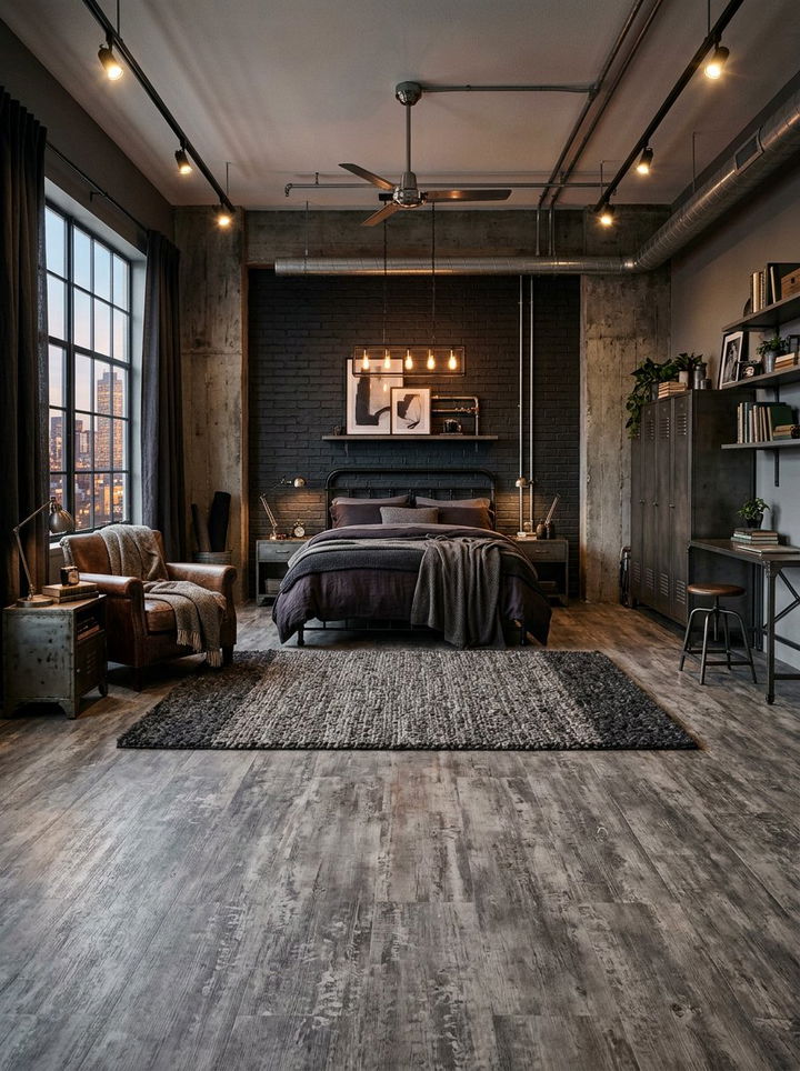 Industrial Style Vinyl Flooring - 30 bedroom vinyl flooring ideas