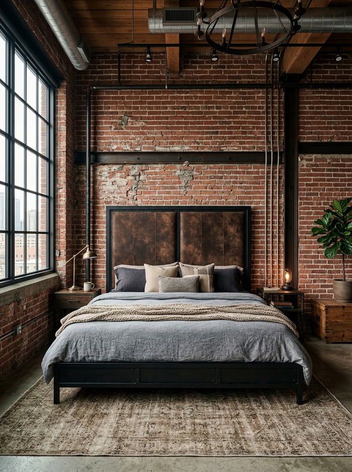 Industrial Suede Headboard - 30 suede bedroom ideas