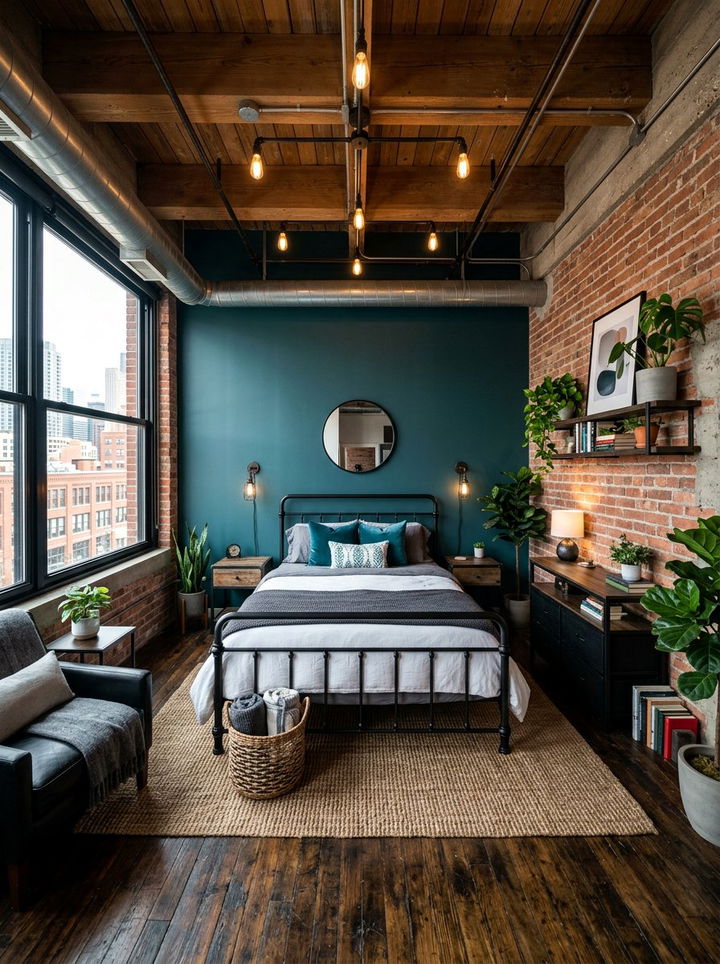 Industrial Teal Bedroom - 30 teal bedroom ideas