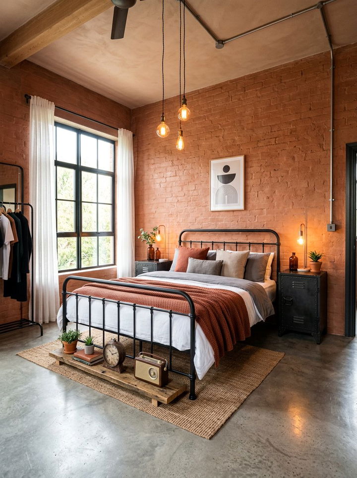Industrial Terracotta Bedroom - 30 terracotta accent wall bedroom