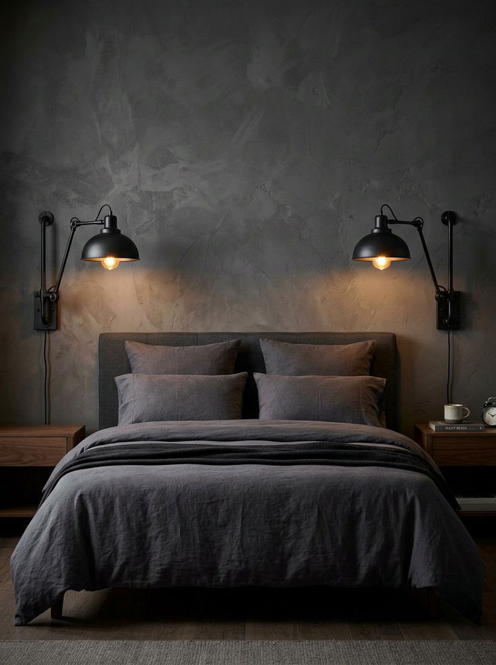 Industrial Wall Sconce Lighting - 30 industrial black bedroom ideas