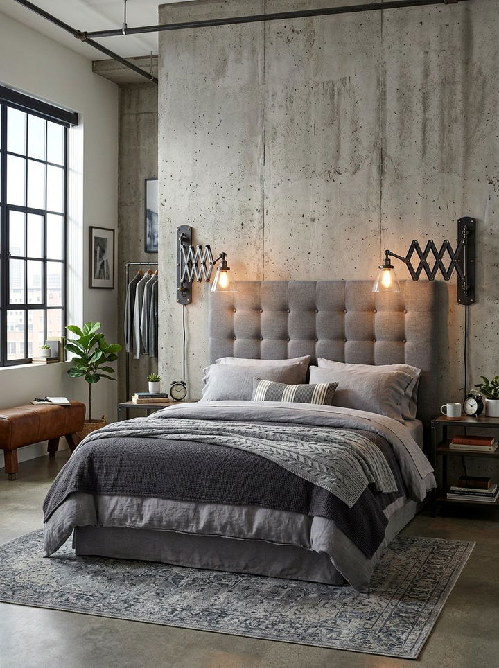 Industrial Wall Sconce - 30 industrial gray bedroom ideas