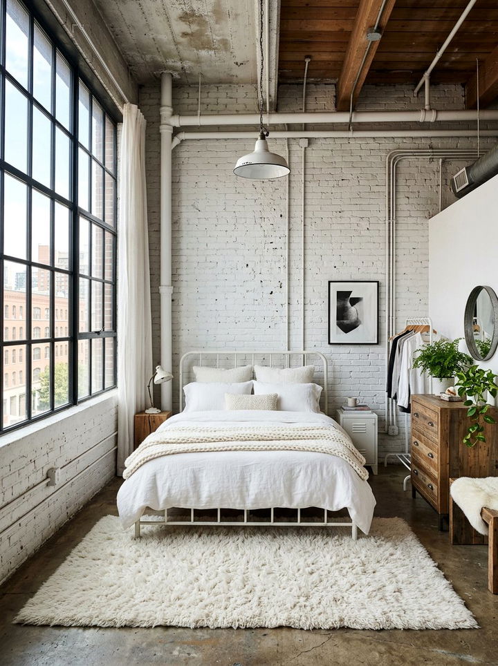 Industrial White Bedroom - 30 bright white bedroom ideas