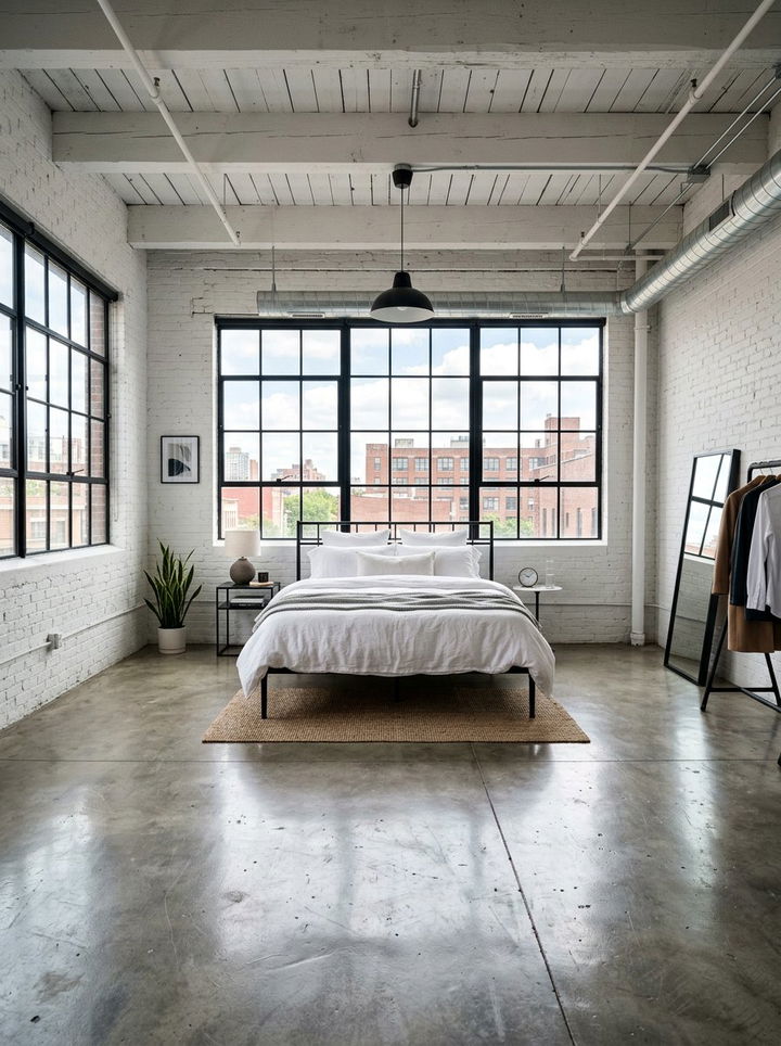 Industrial White Bedroom - 30 minimalist white bedroom ideas