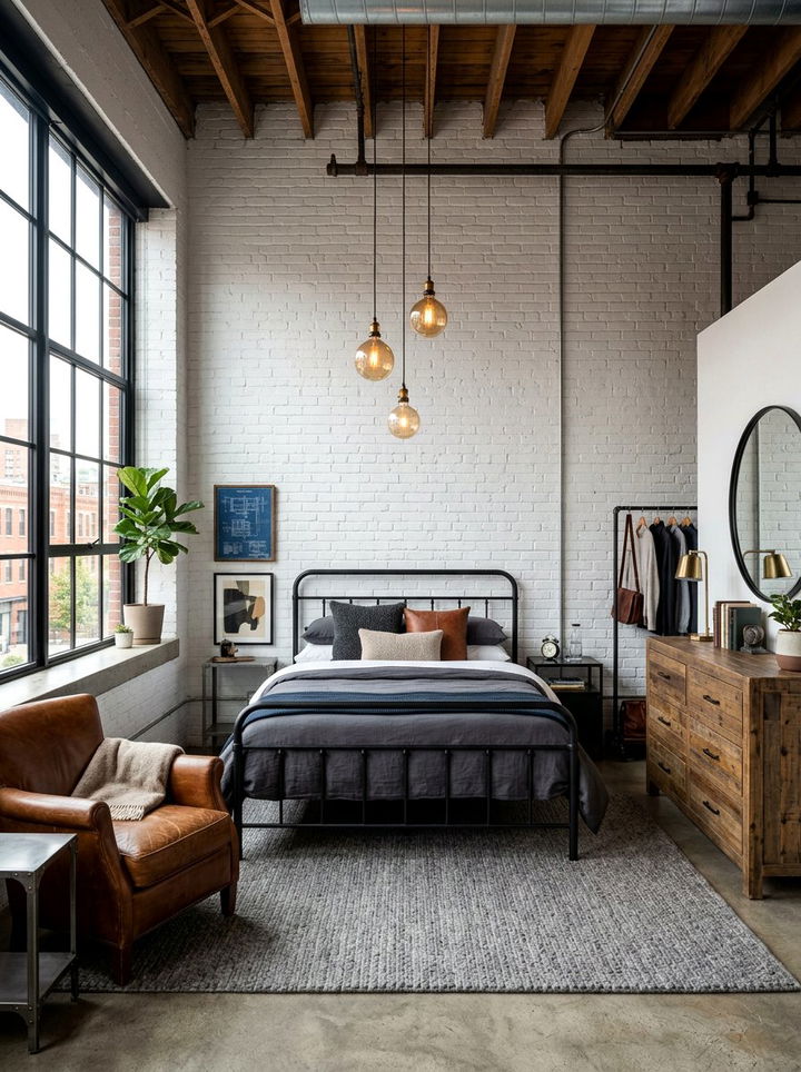 Industrial White Bedroom Design - 30 bedroom white walls
