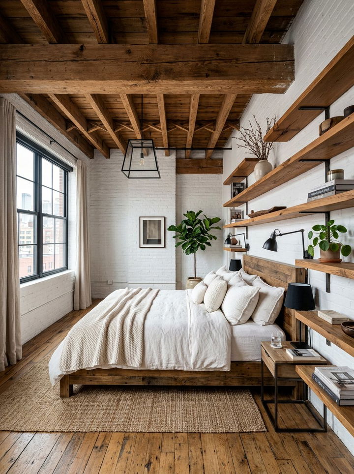 Industrial Wood White Bedroom - 30 white and wood bedroom color combo