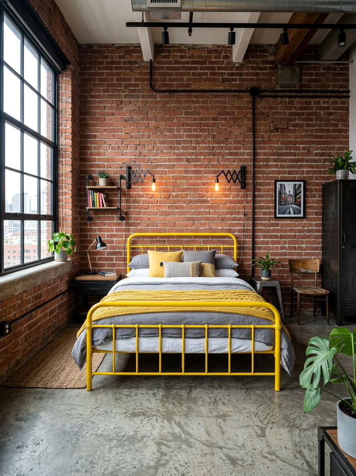 Industrial Yellow Bedroom - 30 yellow bedroom ideas