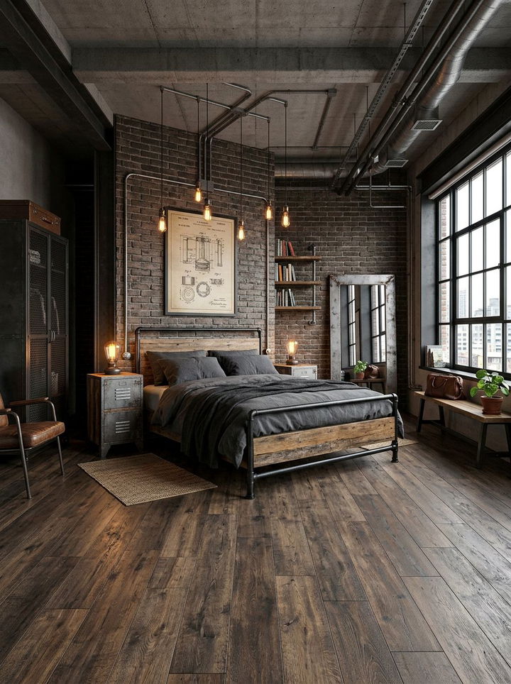 Industrial bedroom laminate - 30 bedroom laminate flooring ideas