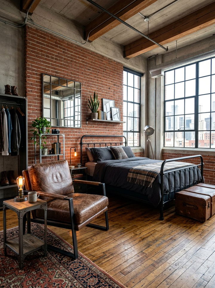 Industrial bedroom leather chair - 30 bedroom with sitting area ideas