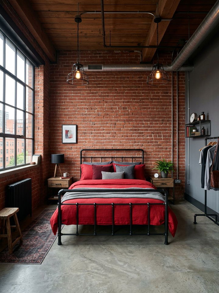 Industrial black and red bedroom - 30 black and red bedroom color combo