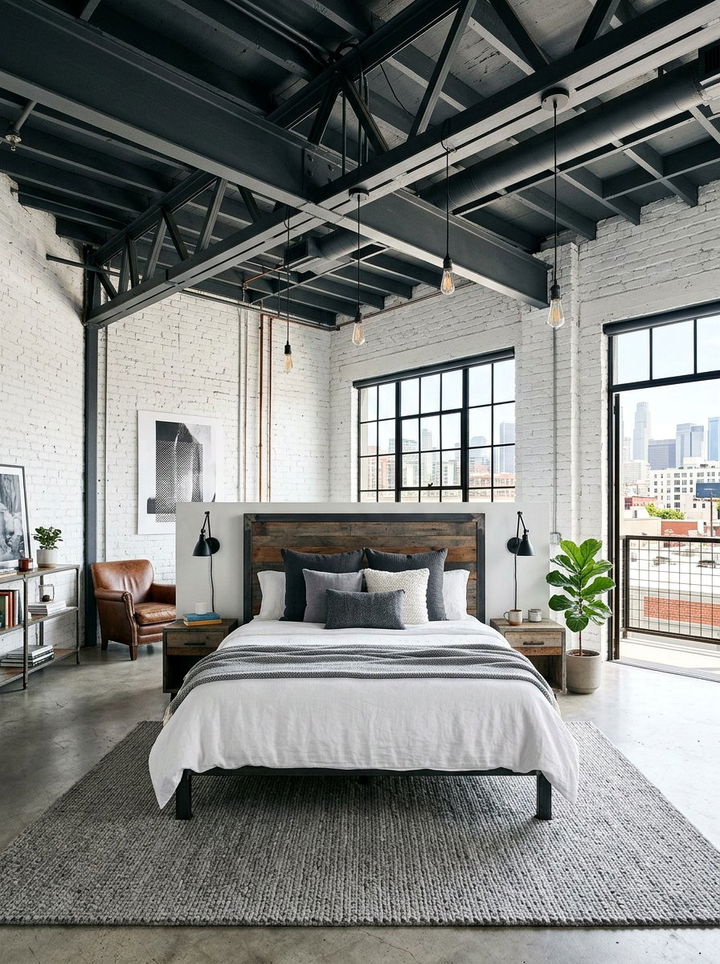 Industrial charcoal white bedroom - 30 charcoal and white bedroom ideas