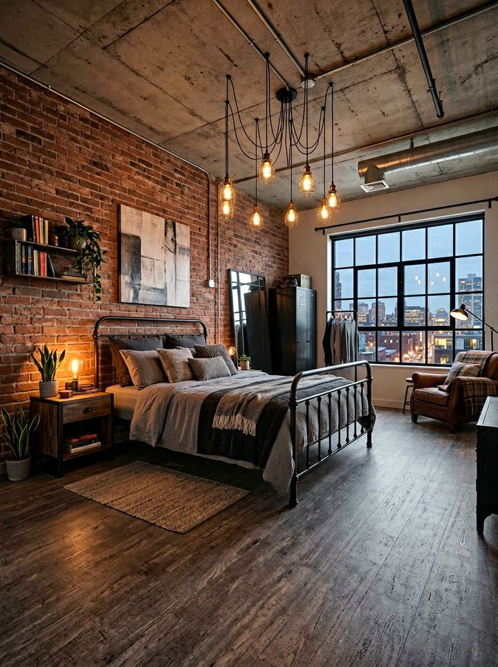 Industrial cork bedroom - 30 bedroom cork flooring ideas