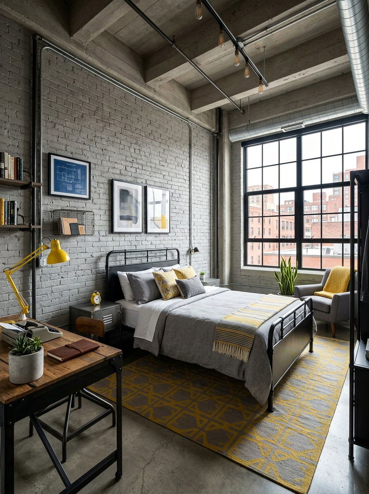Industrial gray and yellow bedroom - 30 yellow and gray bedroom color combo