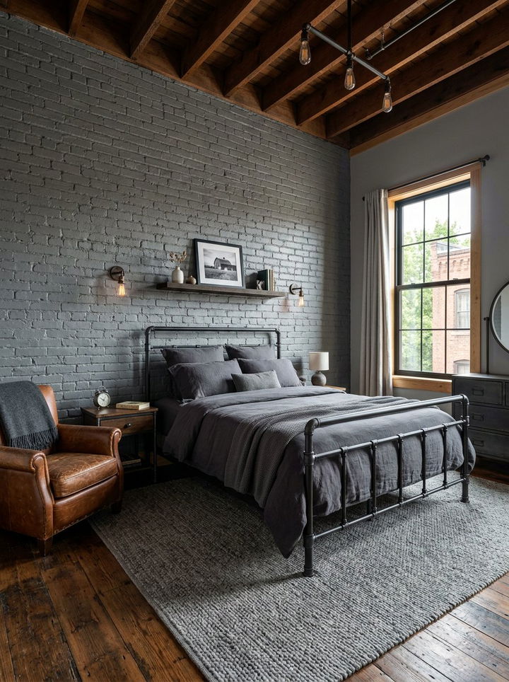 Industrial gray farmhouse bedroom - 30 farmhouse gray bedroom ideas