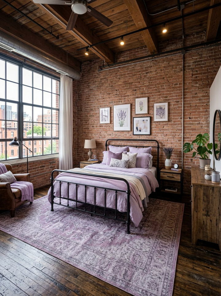 Industrial lavender bedroom look - 30 pastel lavender bedroom ideas