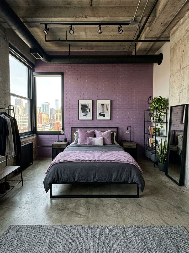 Industrial lilac bedroom - 30 lilac bedroom ideas