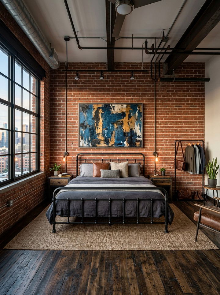Industrial loft bedroom - 30 open plan bedroom ideas