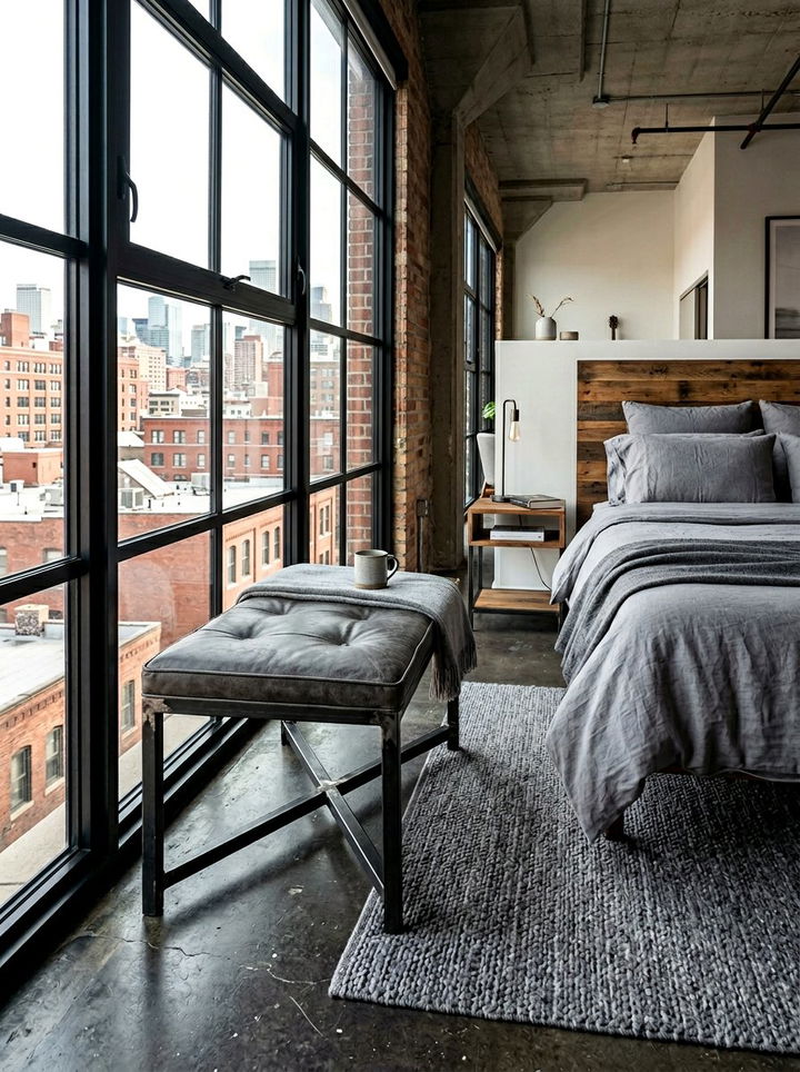 Industrial metal leg ottoman - 30 bedroom ottomans