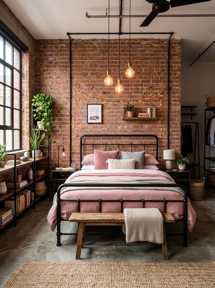 Industrial pink bedroom - 30 pale pink bedroom ideas