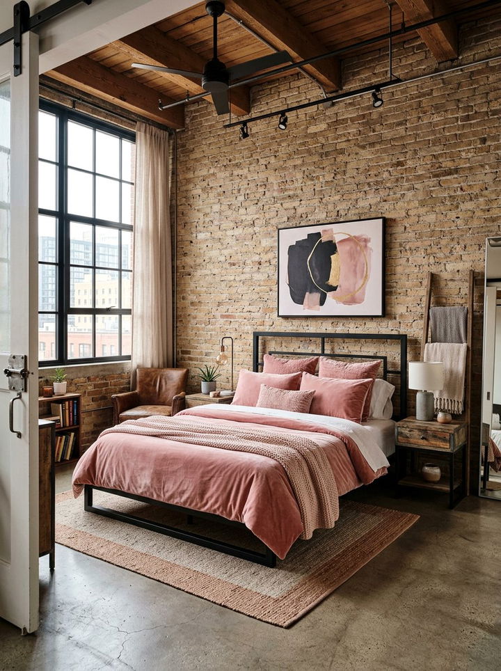 Industrial rose pink bedroom - 30 rose pink bedroom ideas