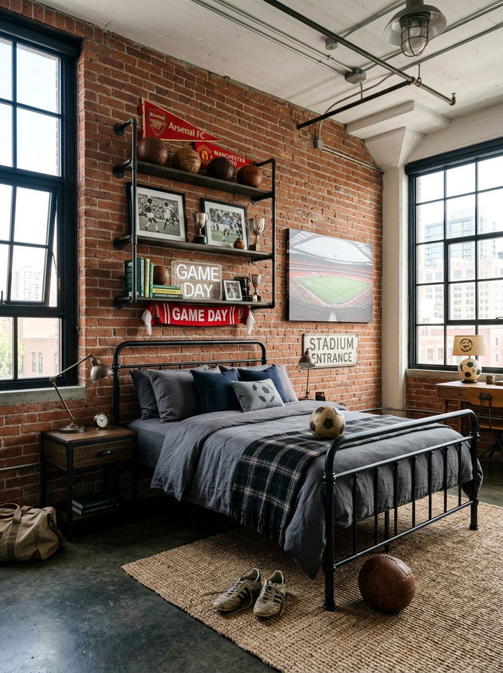 Industrial soccer bedroom - 30 soccer bedroom ideas