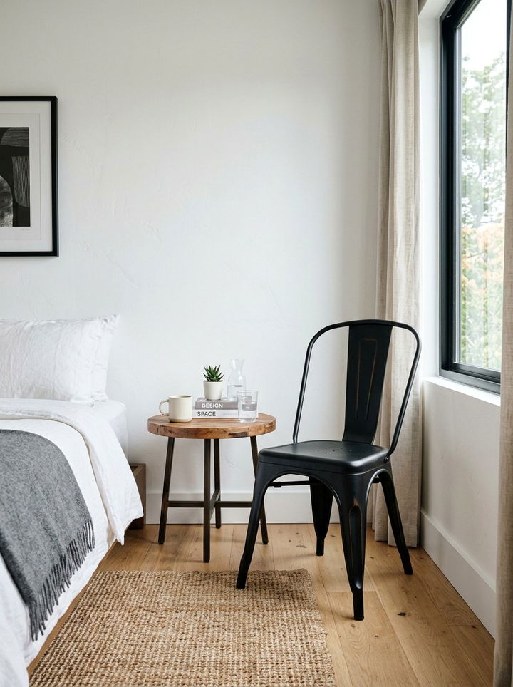 Industrial style metal chair - 30 Finnish bedroom ideas