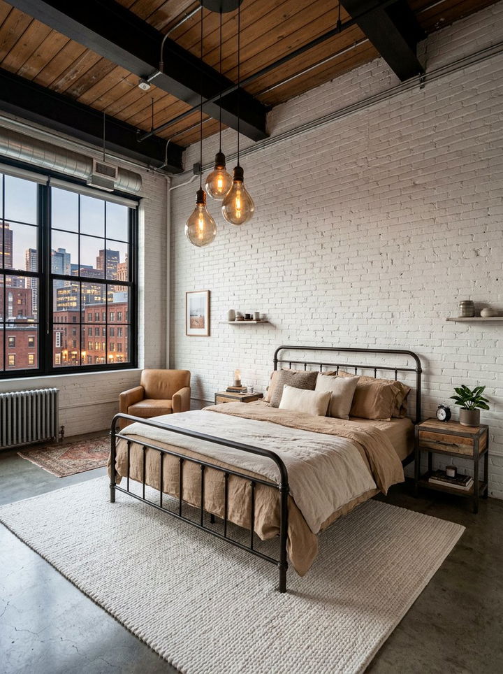 Industrial tan and white bedroom - 30 tan and white bedroom ideas