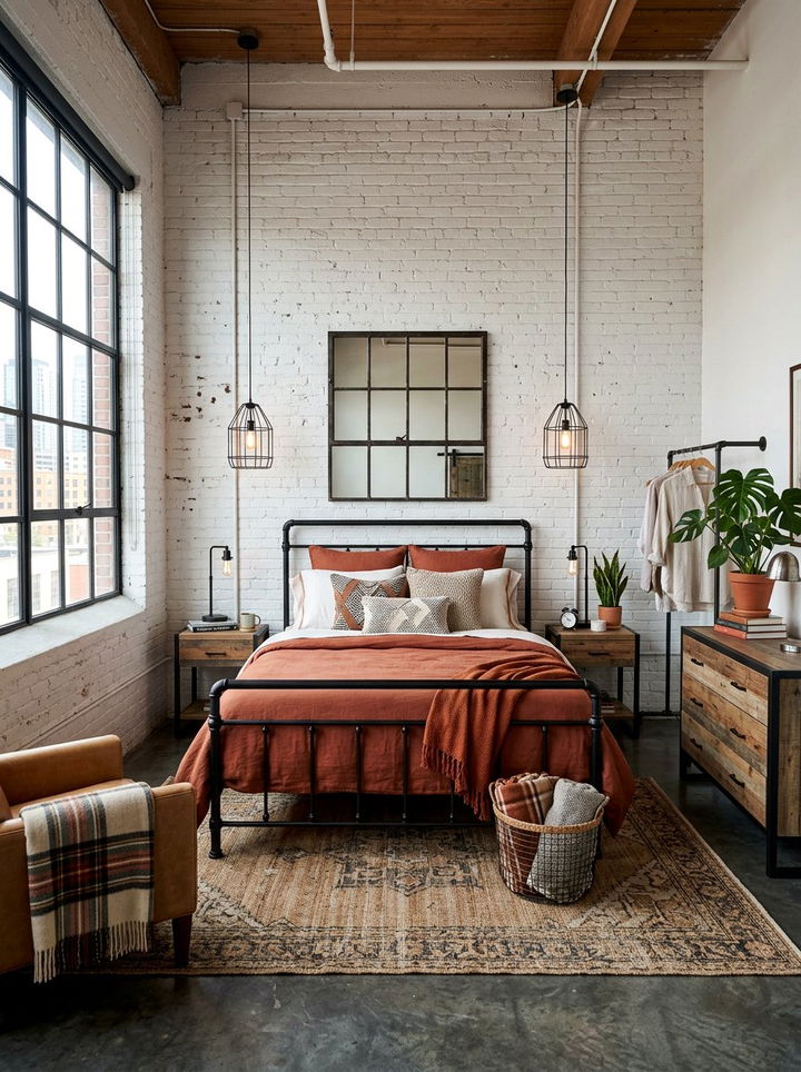 Industrial terracotta and white bedroom - 30 terracotta and white bedroom ideas