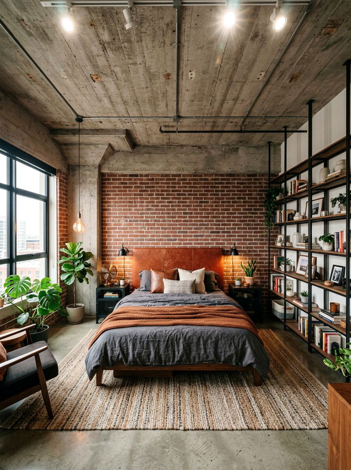 Industrial terracotta bedroom - 30 terracotta bedroom ideas