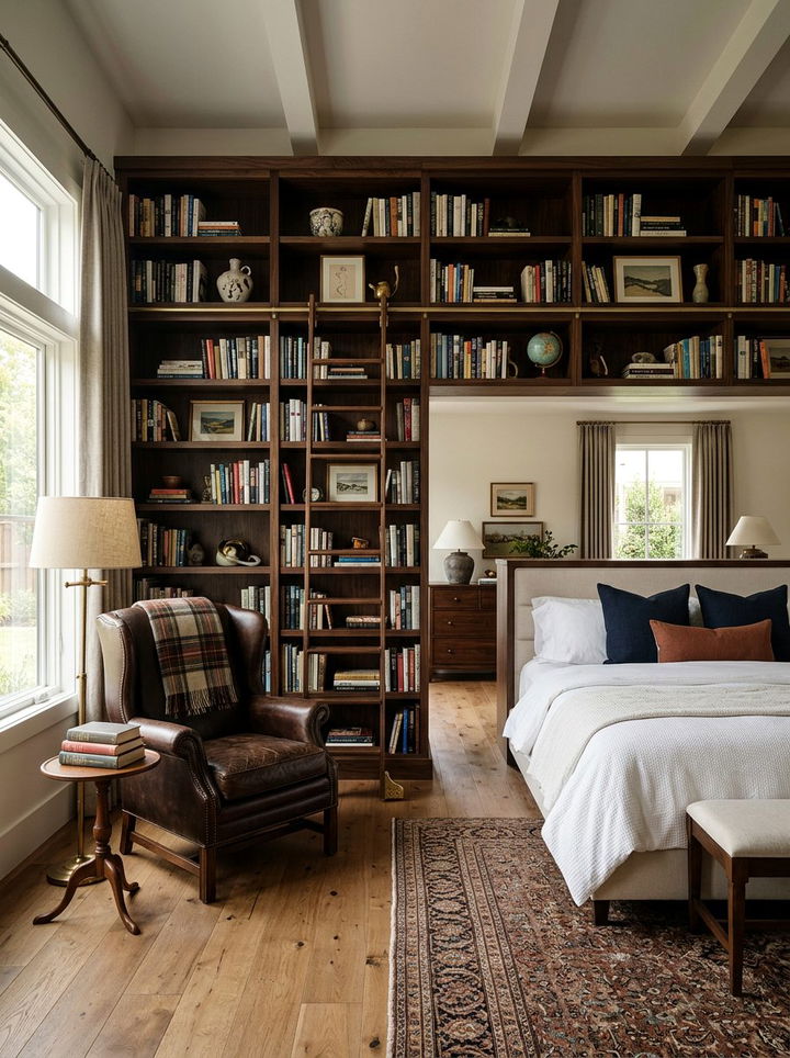 Integrated Bookshelf Master Suite - 30 luxury bedroom ideas