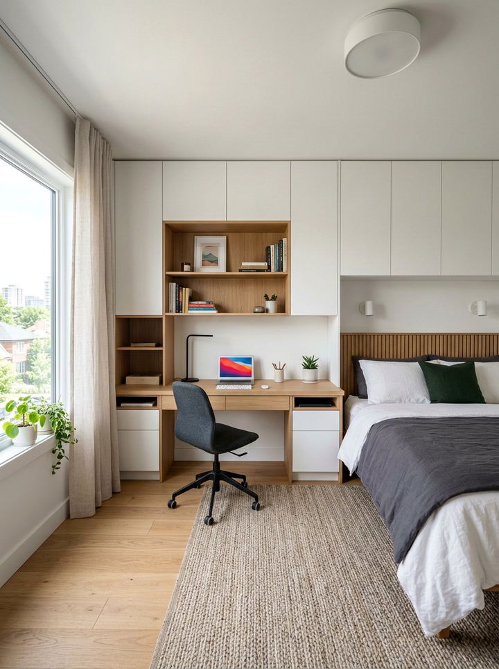 Integrated Desk Storage Cabinet - 30 bedroom cabinet storage ideas