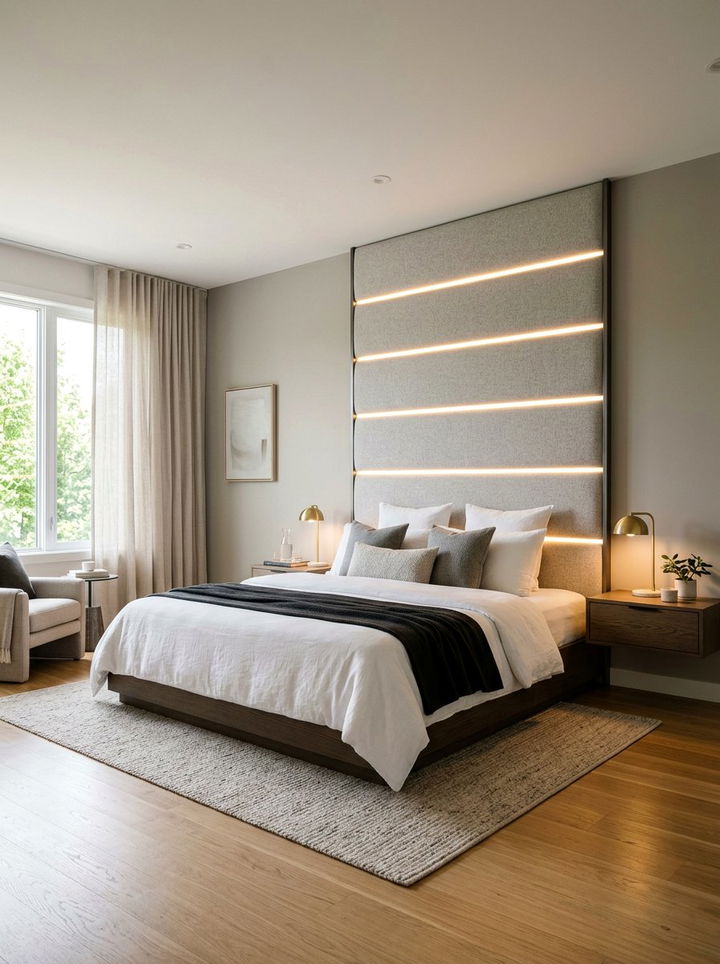 Integrated Headboard Lighting - 30 low ceiling bedroom ideas