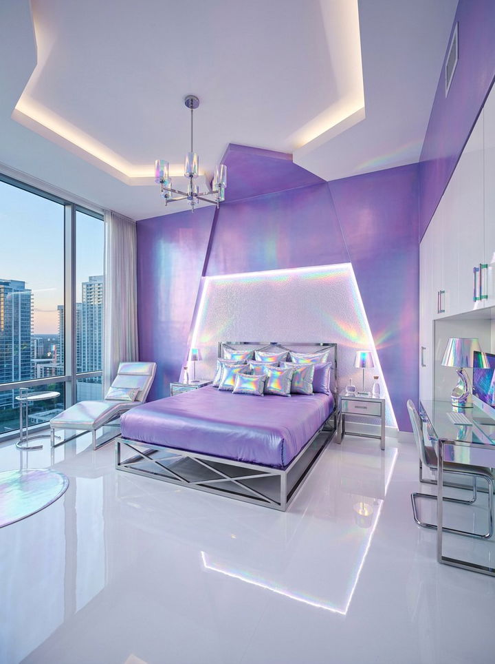 Iridescent Purple Bedroom - 30 purple bedroom ideas