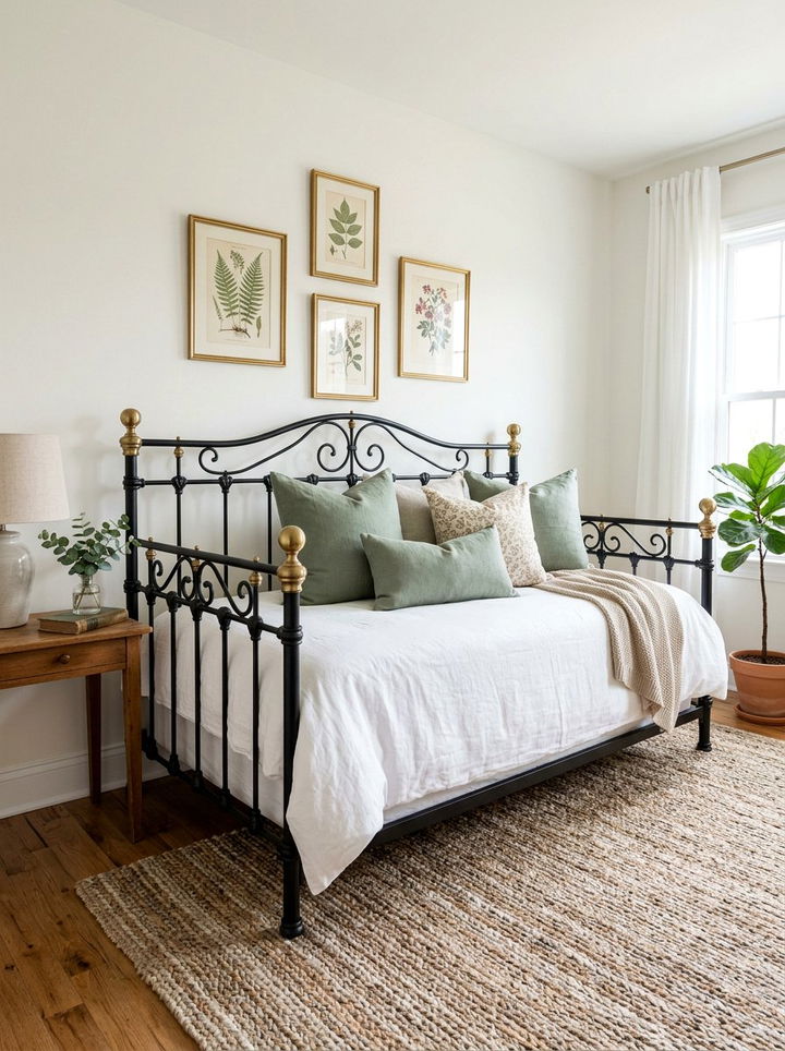 Iron Daybed With Brass Accents - 30 bedroom daybed ideas