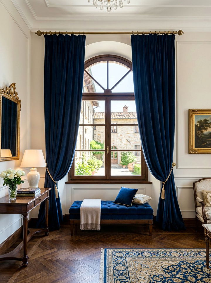 Italian velvet curtains - 30 Italian bedroom ideas