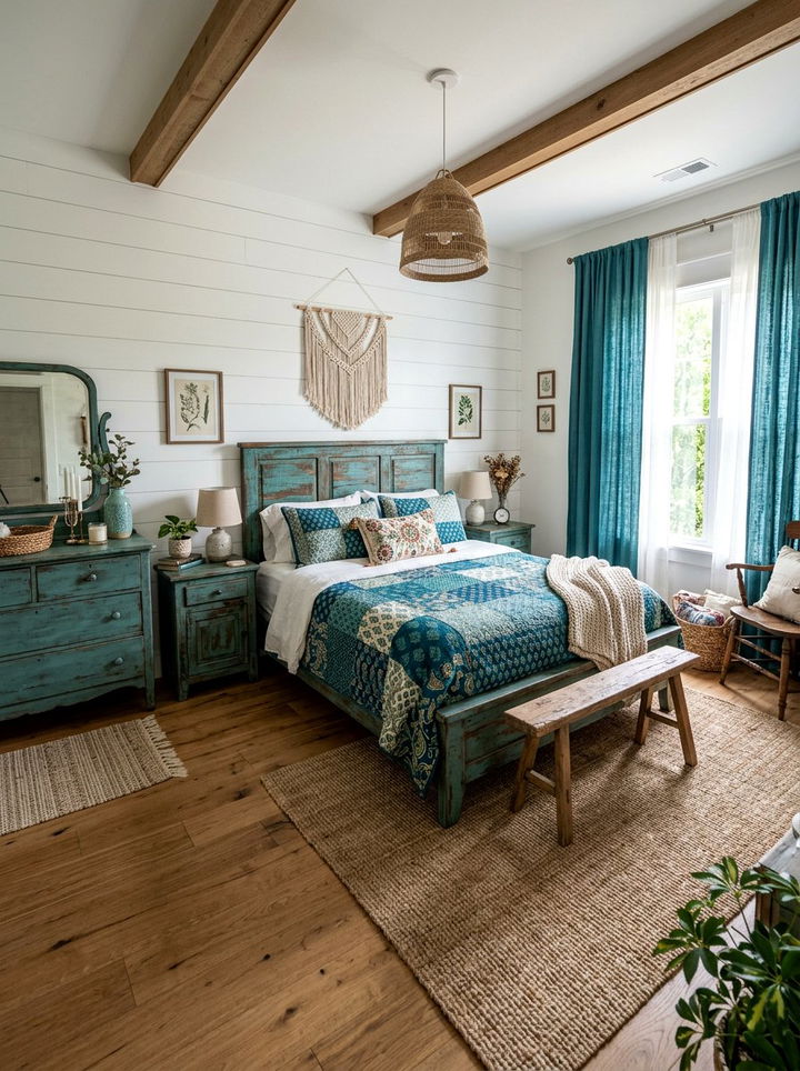 Item25 - 30 bohemian teal bedroom ideas