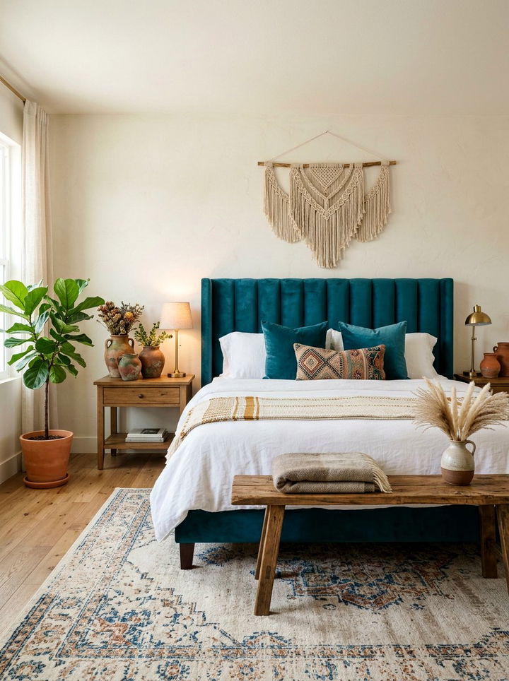 Item5 - 30 bohemian teal bedroom ideas
