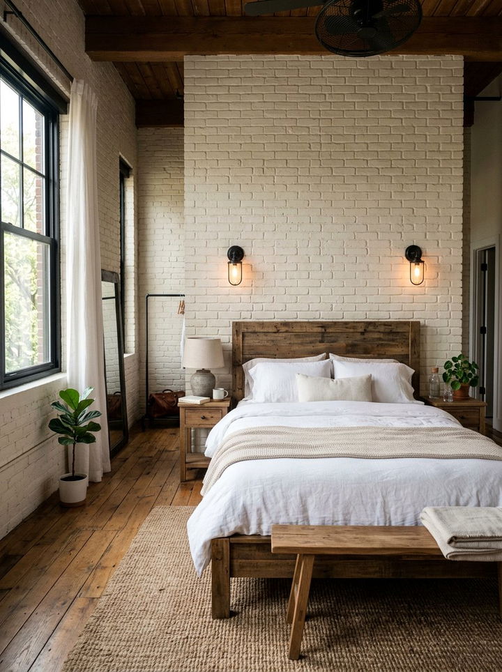 Ivory Brick Texture Wallpaper - 30 bedroom minimalist wallpapers