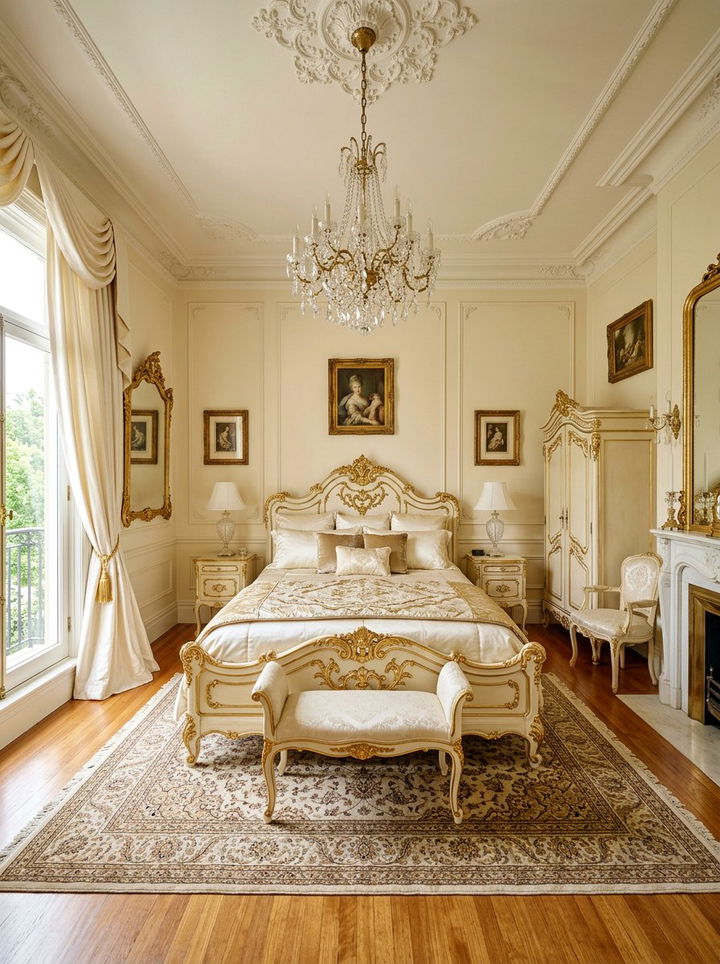 Ivory and gold vintage bedroom - 30 vintage bedroom color ideas